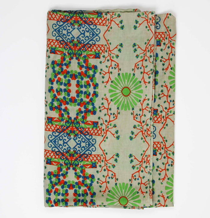 Hand block printed very soft scarf in a blue cloud color