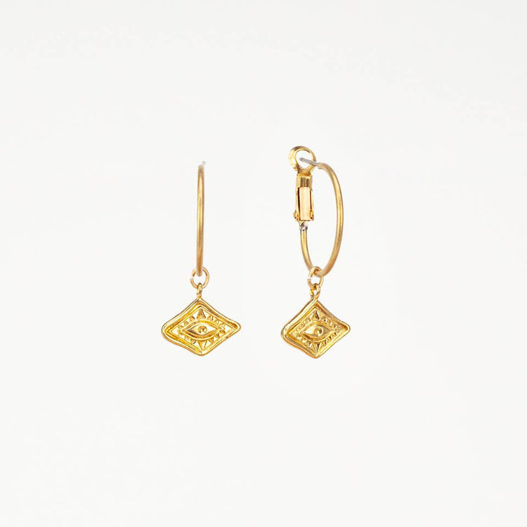 Celestial Eye Charm Hoop Earrings