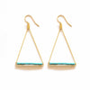 Beaded Triangle Earrings: Brass / Lapis