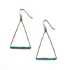 Beaded Triangle Earrings: Brass / Lapis