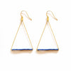 Beaded Triangle Earrings: Brass / Lapis