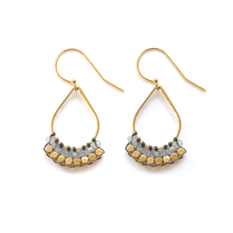 Small Petal Earrings: Labradorite