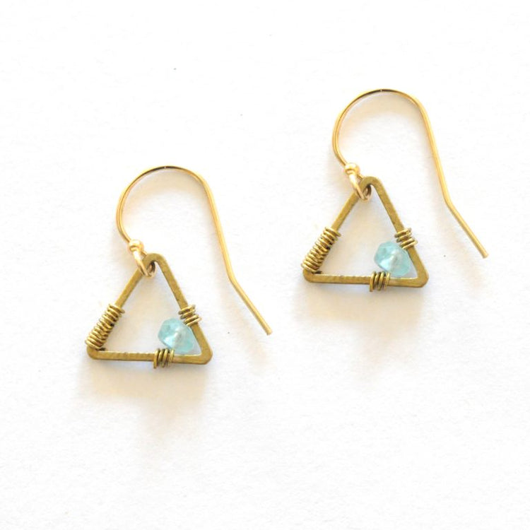 Tiny Triangle Earrings - Apatite