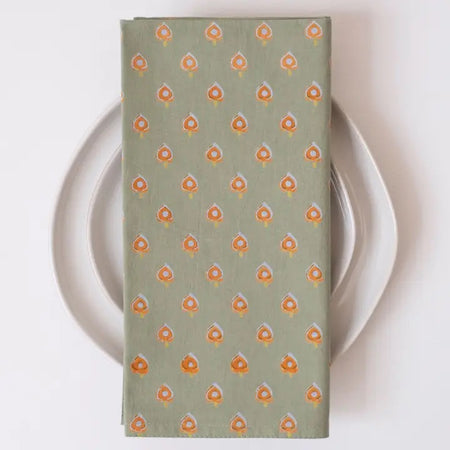 Azou Moss Block Printed Napkins