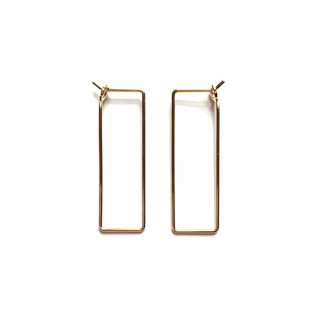 Rectangular Box Earrings - Gold