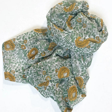 Capri Forest Mustard Block Printed Scarf