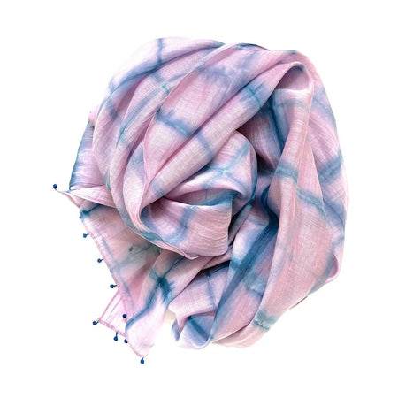 Cotton Silk Scarf - Lavender/Blue
