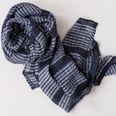 Dolbi Navy Block Printed Scarf