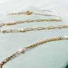 Morse Code Pearl & Gold Paperclip Chain Necklace