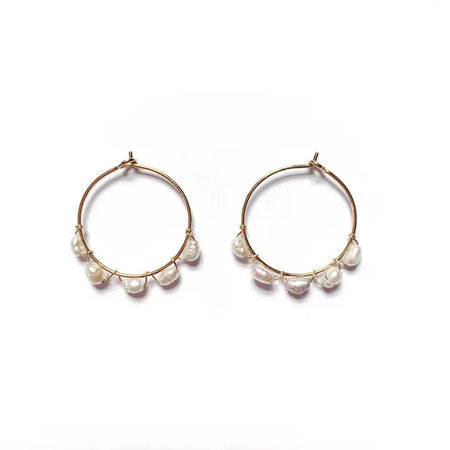 Hammered Pearl Hoops