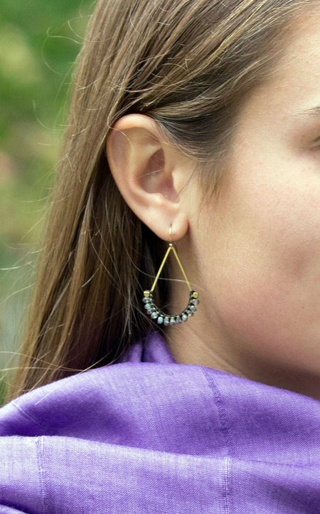 Macrame Stone Earrings - Amethyst