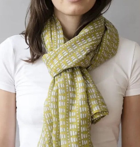 Matta Mustard Block Printed Scarf