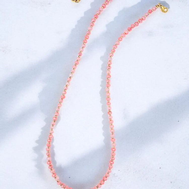 Pink Quartz Stone Necklace
