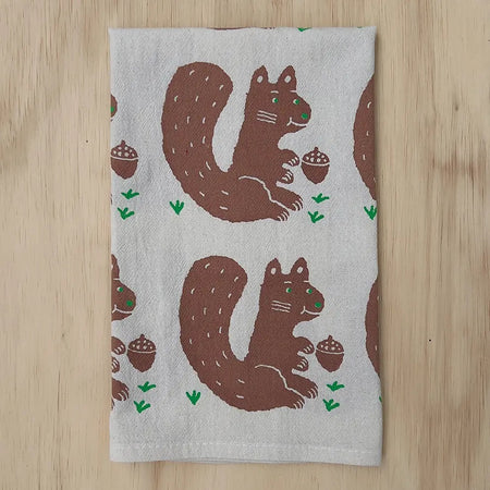 Squirrel and Nut Tea Towel