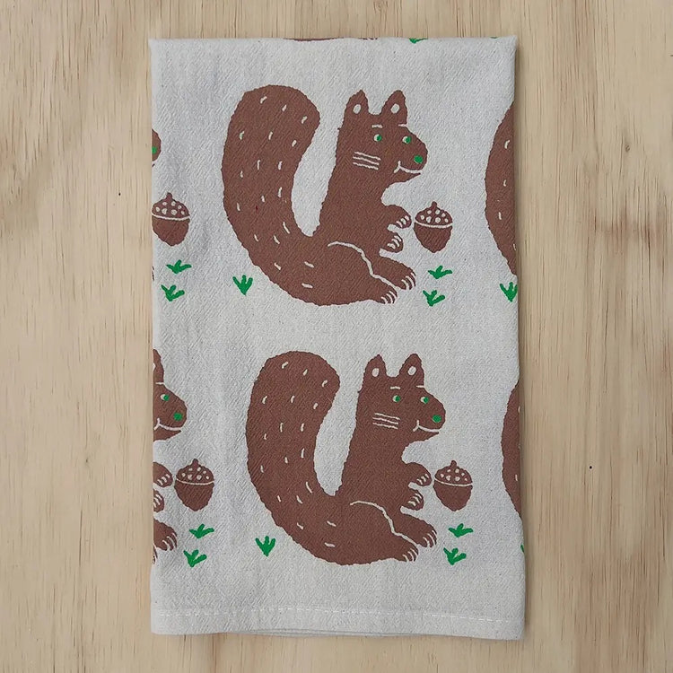 Squirrel and Nut Tea Towel