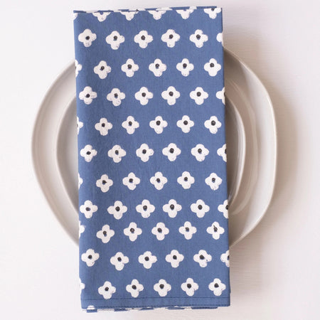 Suki Dark Sea Block Printed Napkins