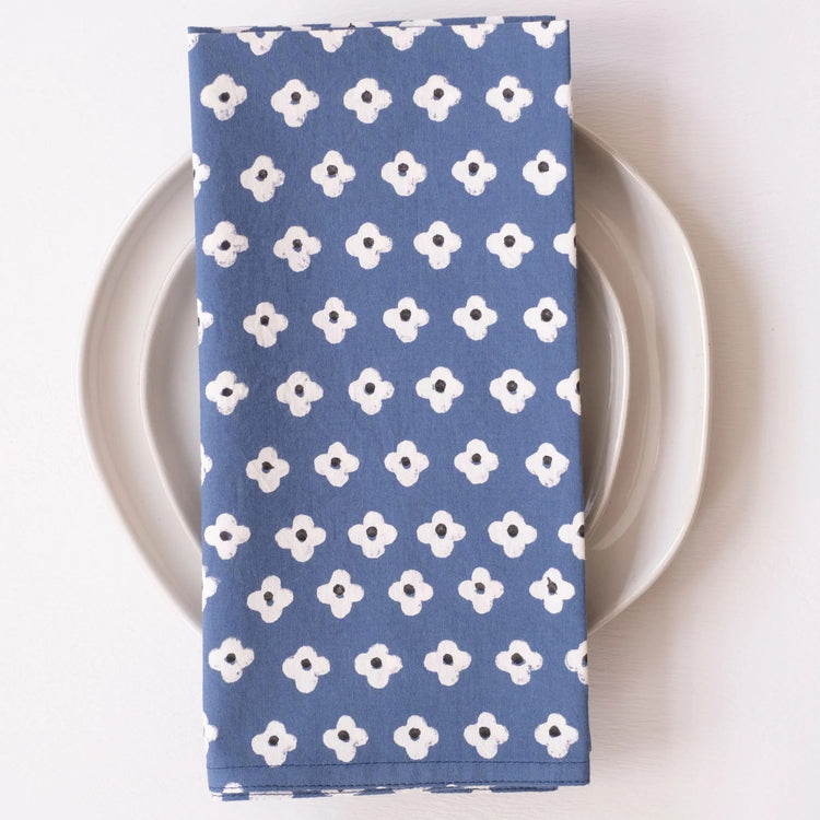 Suki Dark Sea Block Printed Napkins