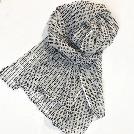 Sun Spot Black Block Printed Scarf