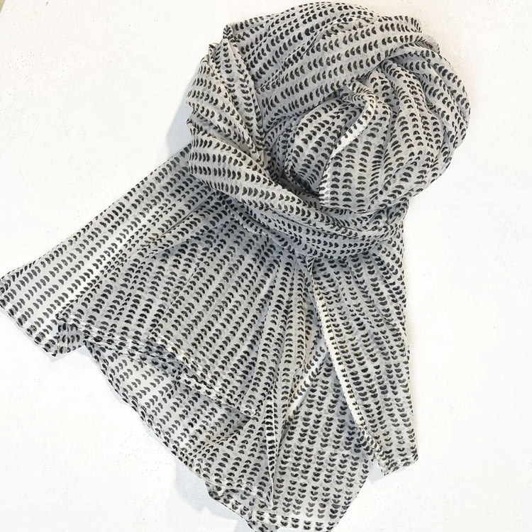 Sun Spot Black Block Printed Scarf