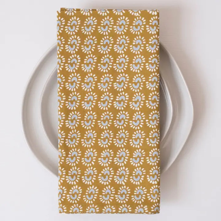 Sunburst Dark Honey Block Printed Napkins