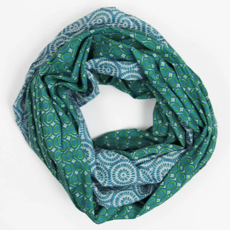Turquoise Peony Organic Cotton Scarf