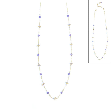 Moon Gemstone Necklace: 18" / Amethyst