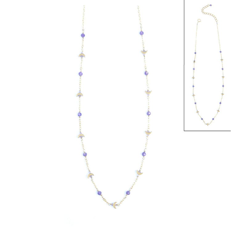 Moon Gemstone Necklace: 18" / Amethyst