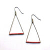 Beaded Triangle Earrings: Brass / Lapis