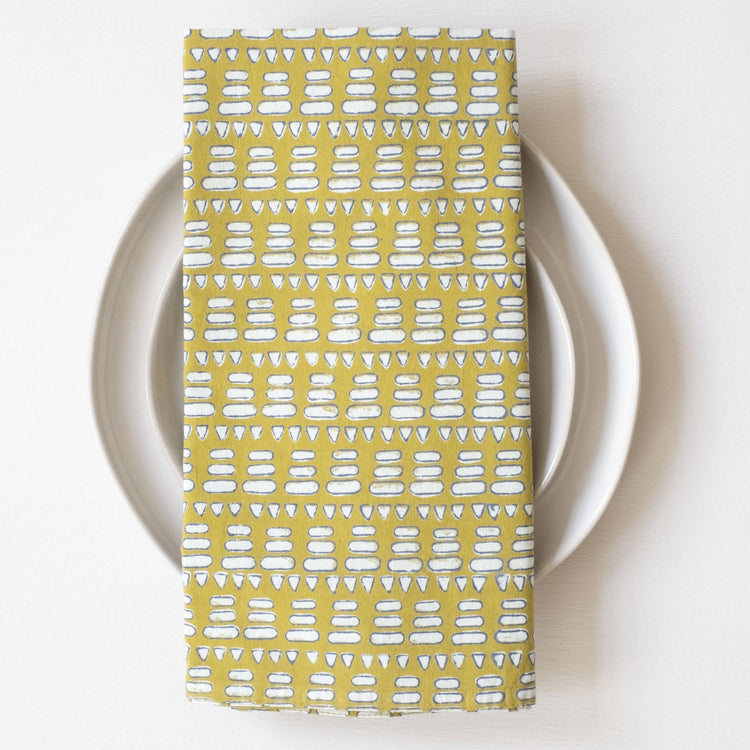 Matta Mustard Block Printed Napkins