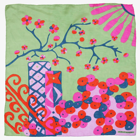 Mini Green Sakura Silk Scarf