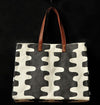 Modern graphic black and white print canvas tote with waterproof lining